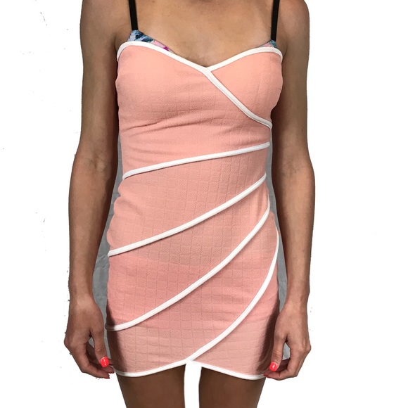 Peach Textured Sweetheart Bodycon Mini Dress - Picture 1 of 3